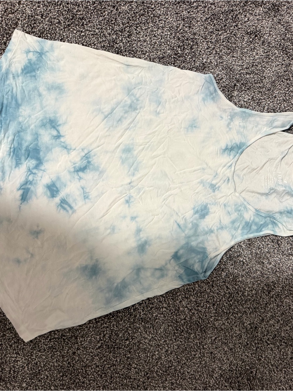 American Eagle Outfitters Blue and White Tie-Dye Racerback Tank